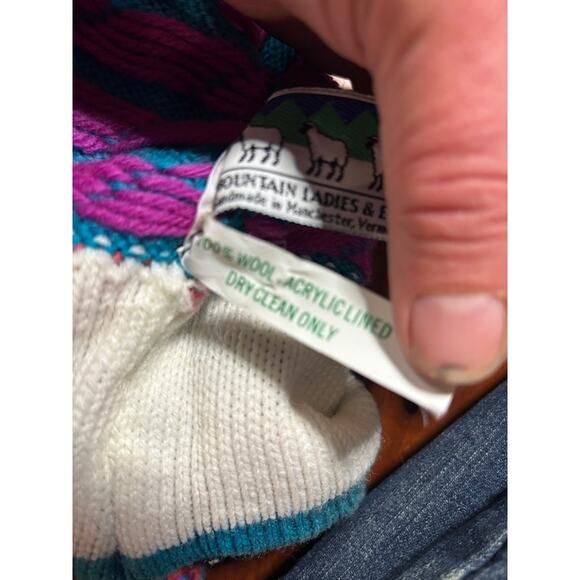 Vintage VTG ski hat wool beanie winter snow turquoise pink and purple made in VT - Picture 6 of 6